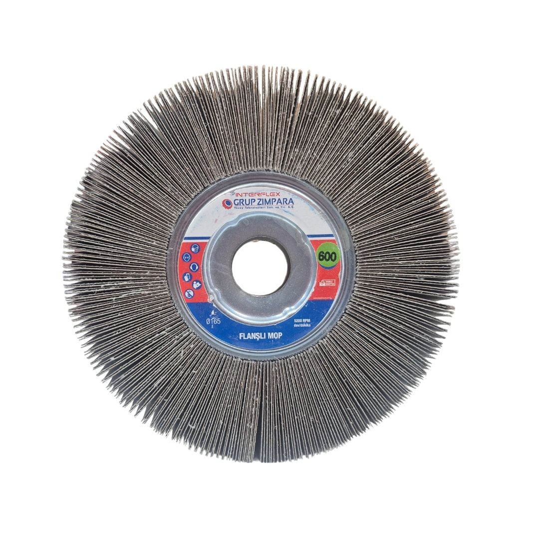 Flanşlı İnce Bileme Mop Zımpara 165x30x25 mm 2 Flanşlı ince bileme mop zımpara 165x30x25 mm P600
